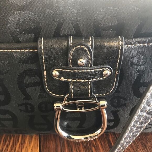 Etienne Aigner Leather & Monogram Hobo Handbag - Picture 2 of 8